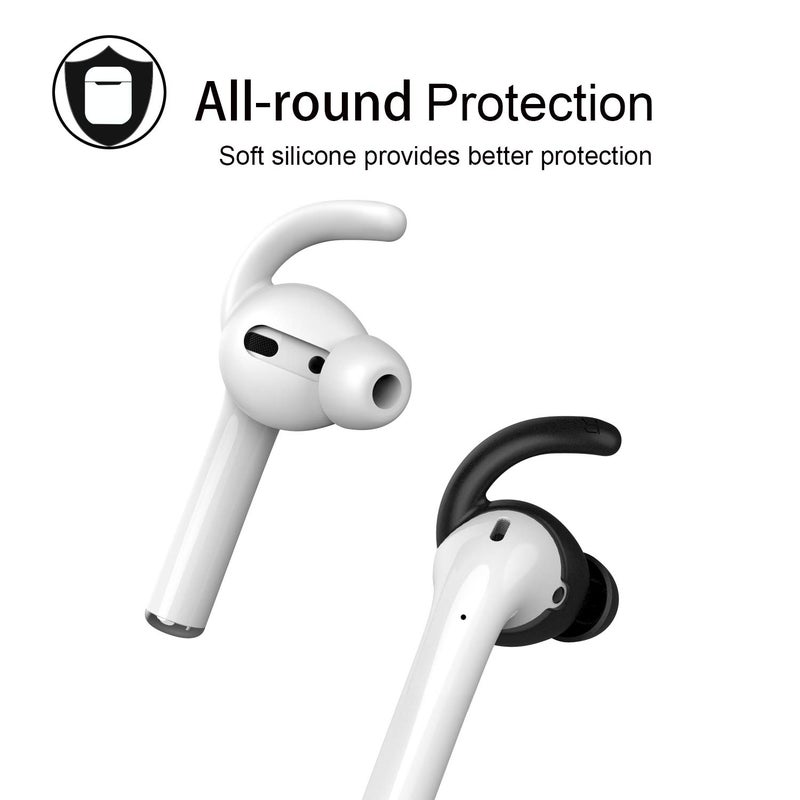 REEYEAR Anti-Slip Earhooks Soft Silicone Skin Compatible with Apple Headphone 2 & 1 Lightweight Sound Quality Enhancement for Headphones Outdoor Activities in-Ear EarHook 2 Pairs White & Black - Image 4